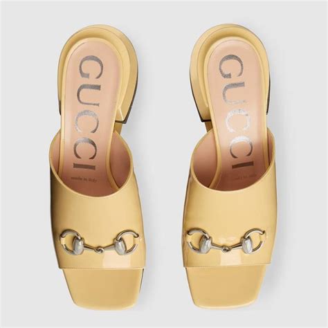 gucci patent leather midheel slides|Women's Horsebit mid.